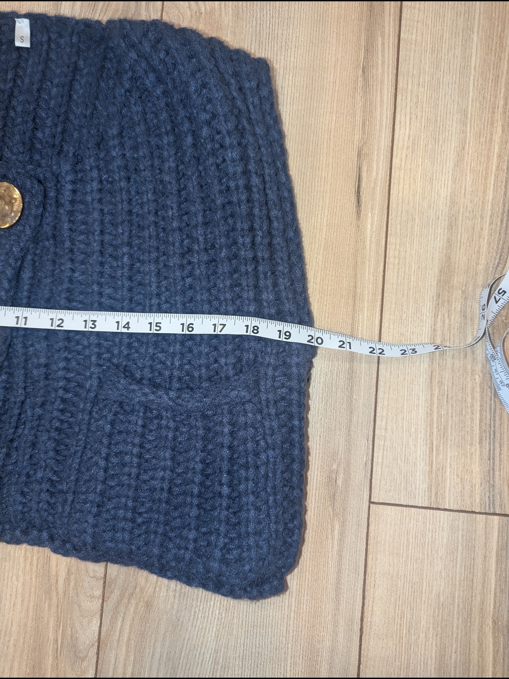 Chunky Navy Button-Front Vest/Cardigan with Gold Buttons - Picture 2 of 4